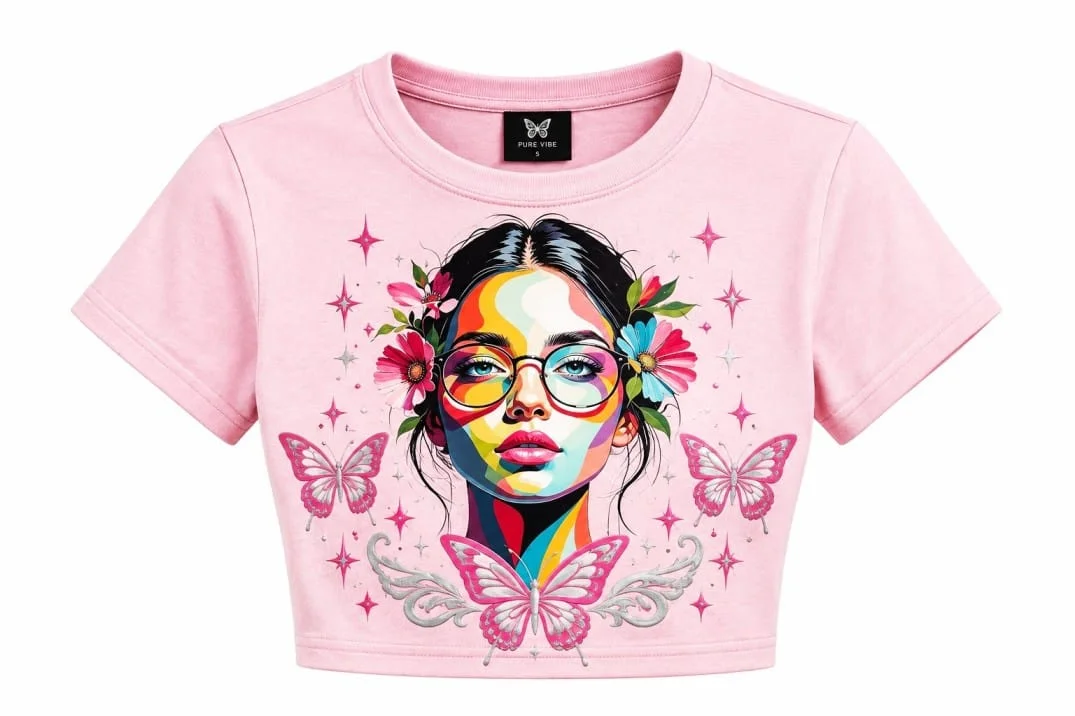 ZEBALPHA Butterfly Pop-Art Crop Top - View 1